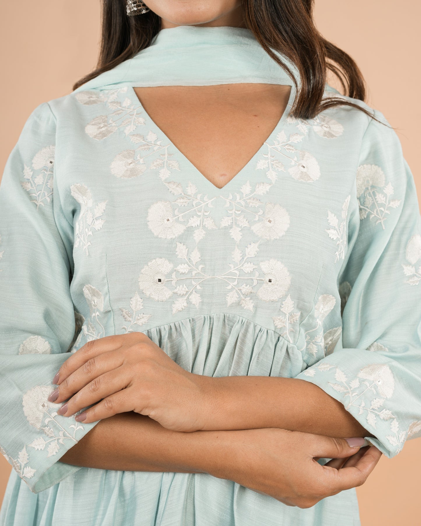 Sky Blue Embroidered Kurta