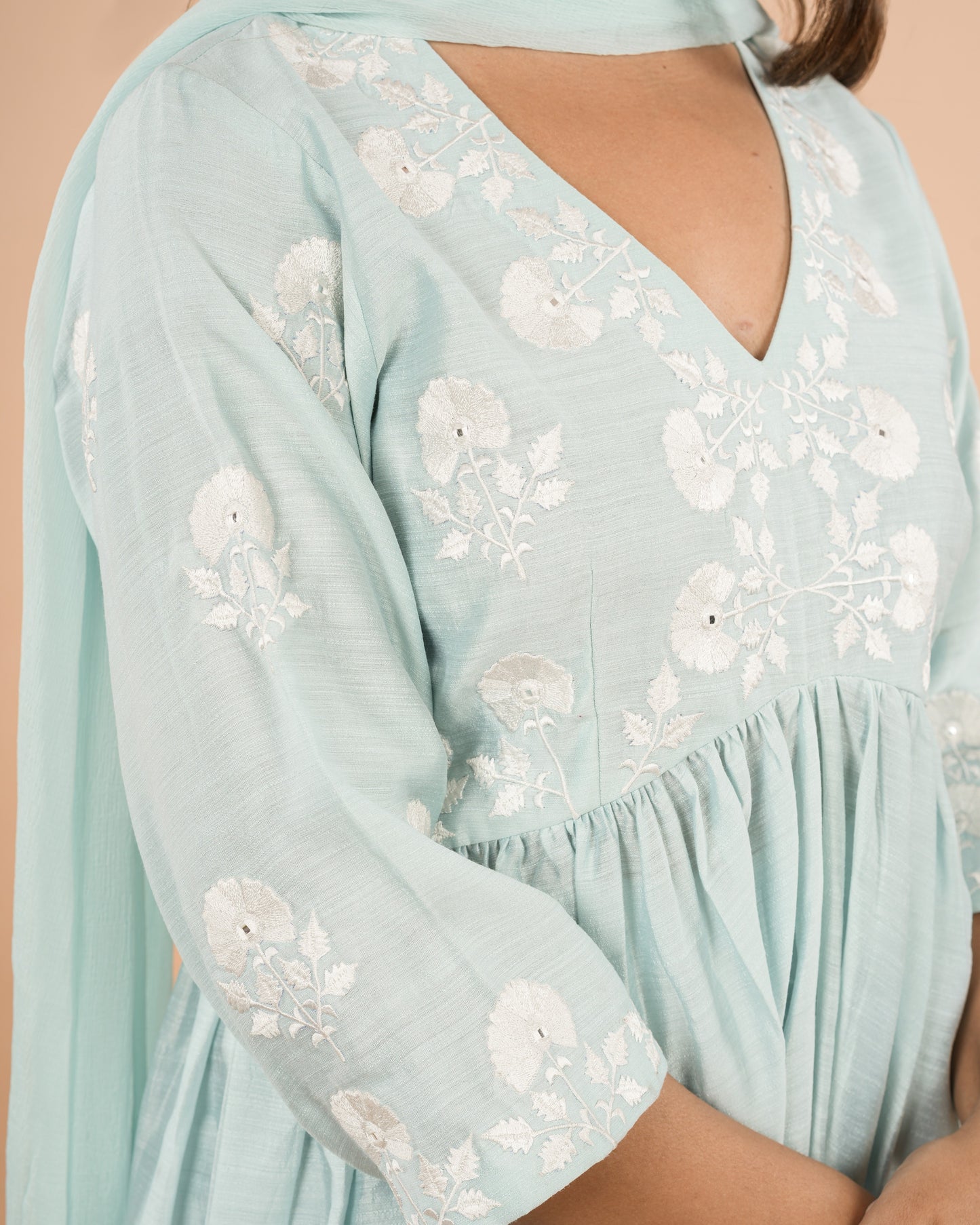 Sky Blue Embroidered Kurta