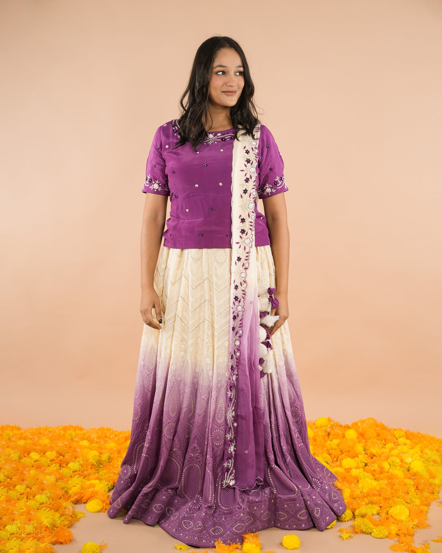 Purple Chikankari Lehenga