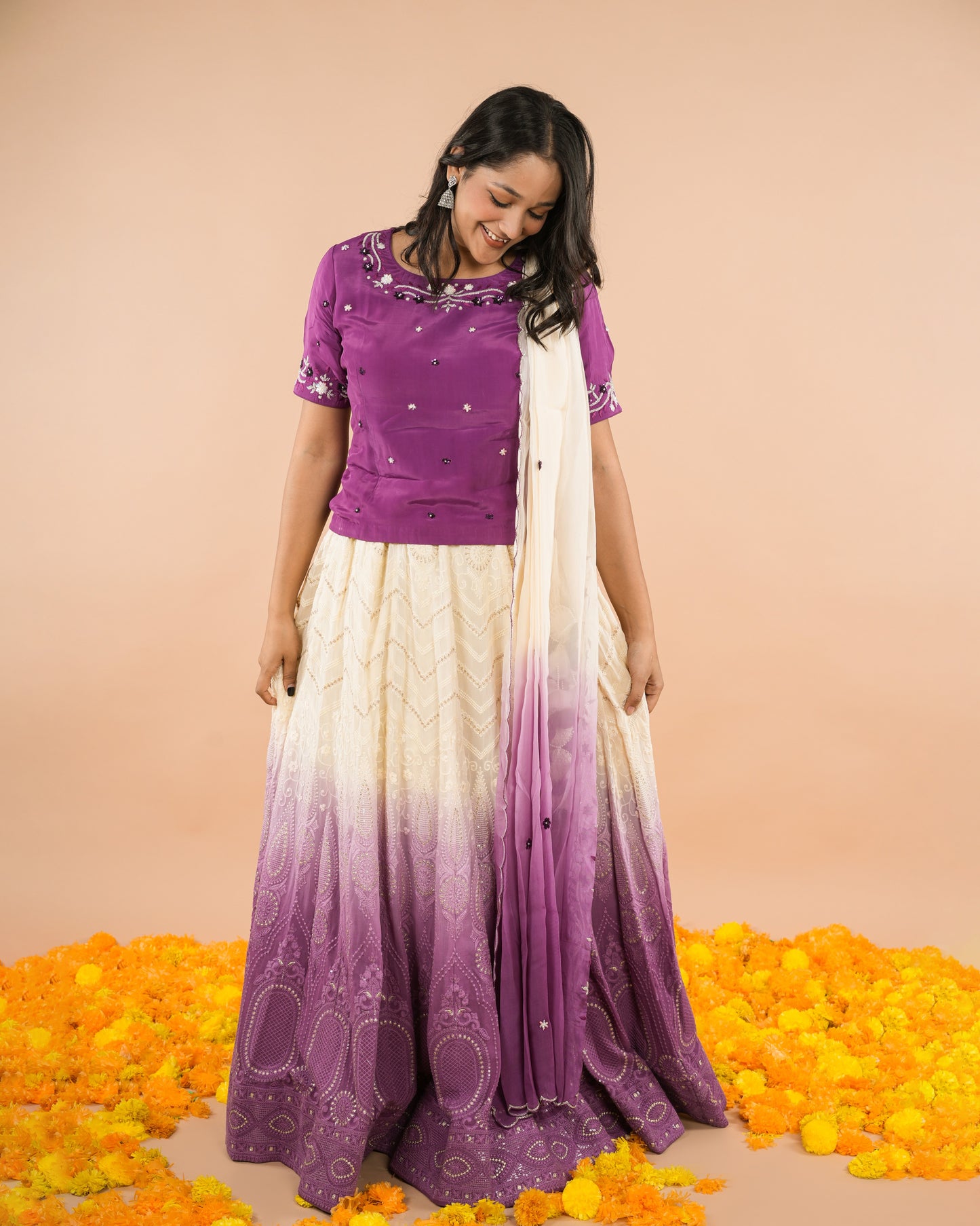 Purple Chikankari Lehenga