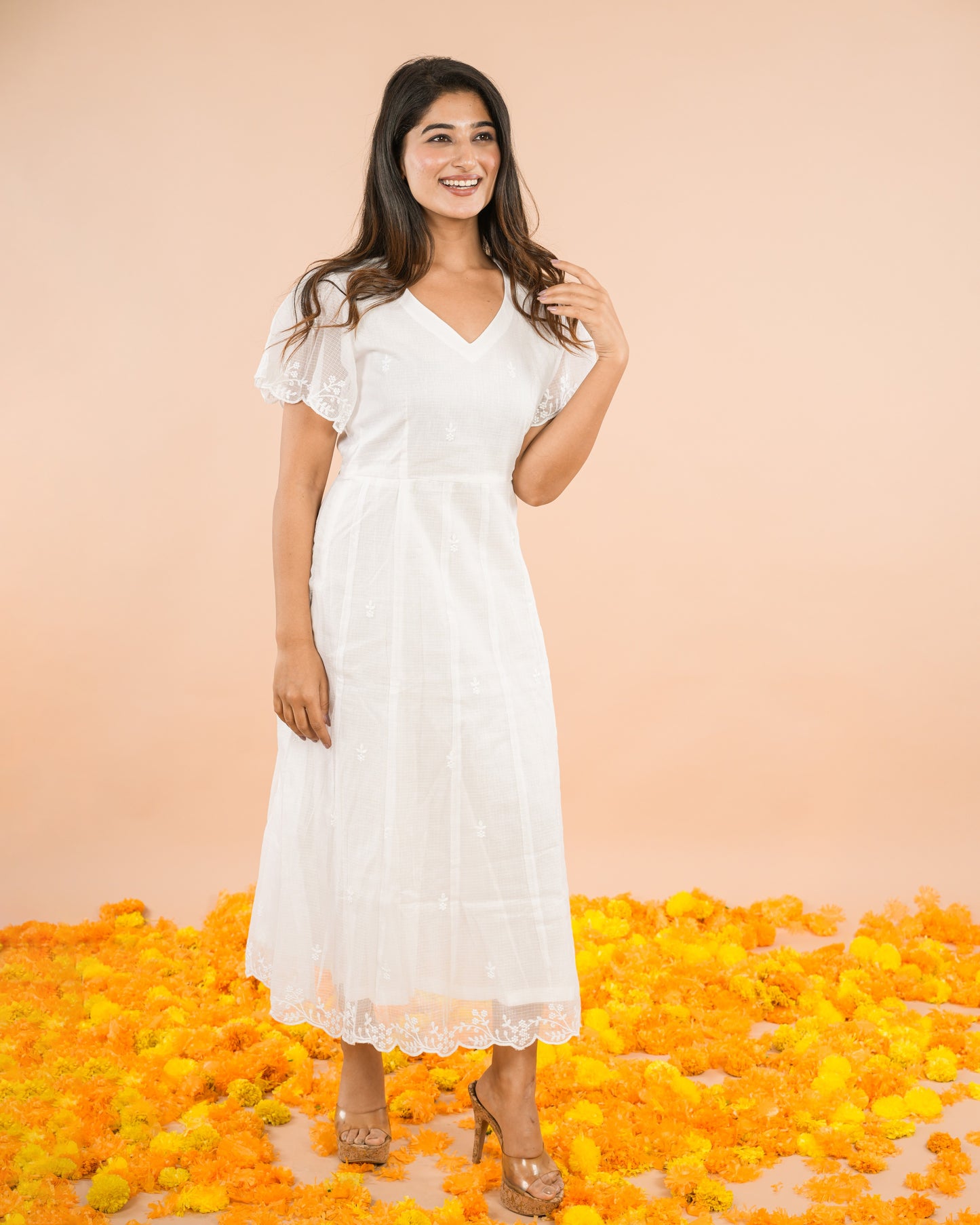 White Kota Doriya Dress